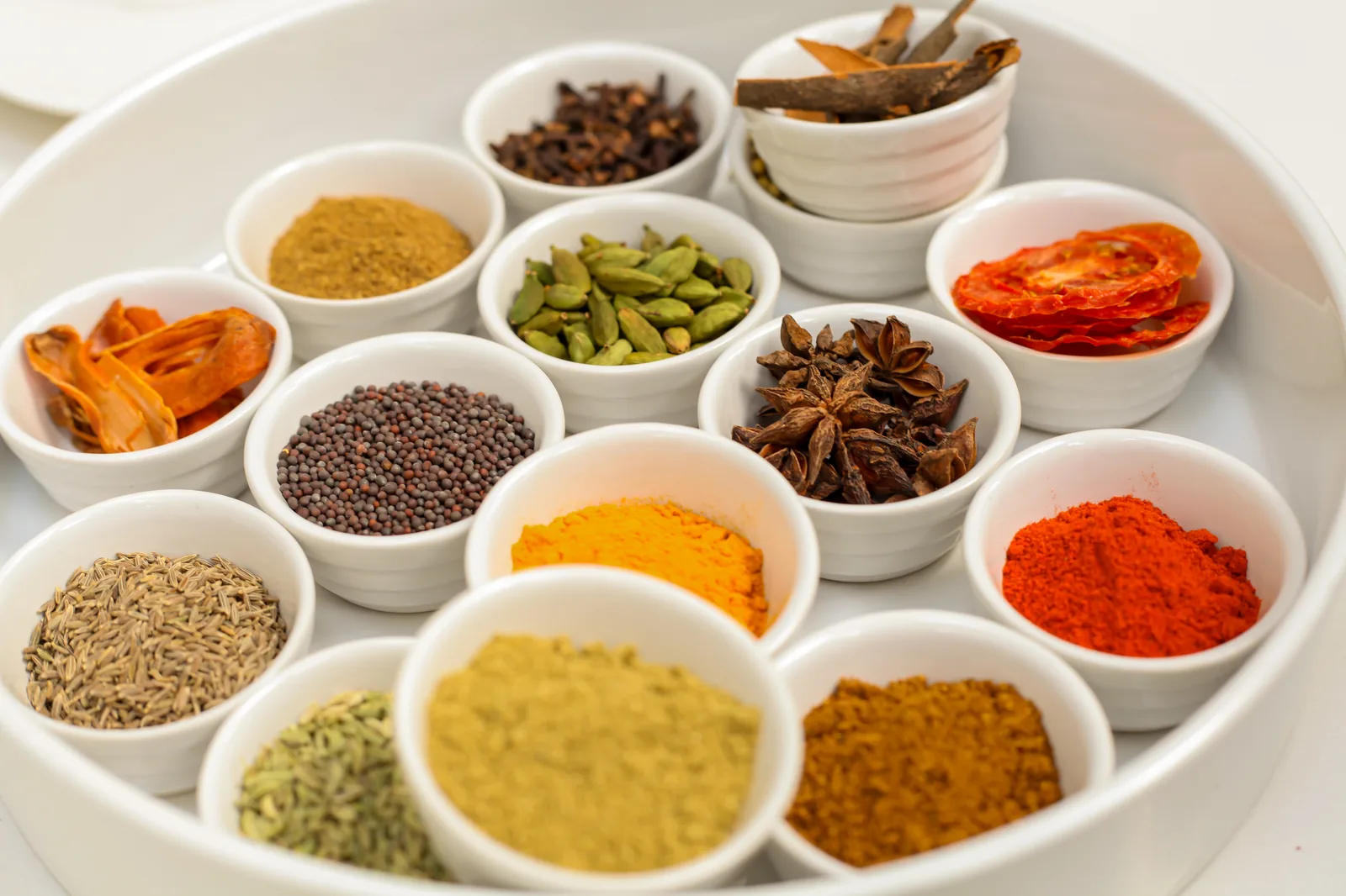 Spice selection still life, catalogue photography, London