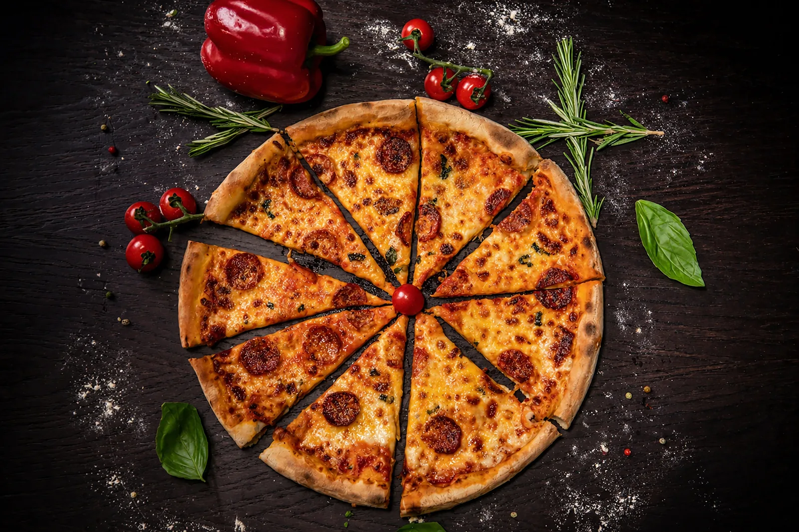 Stone-baked pizza, food photography by Sami's Studio, London